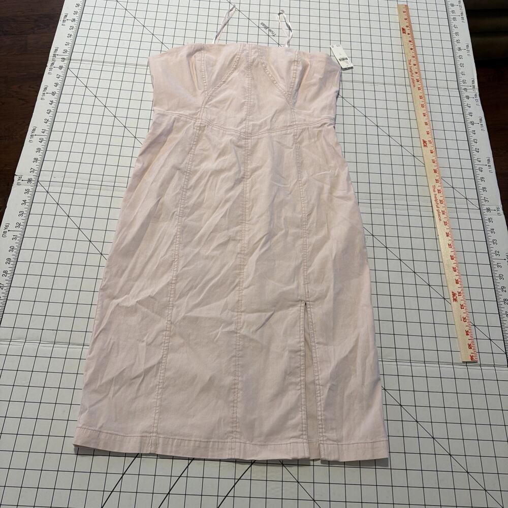 NWT Anthropologie LG Blush Pink Strapless Side Slit Stretch Midi Dress